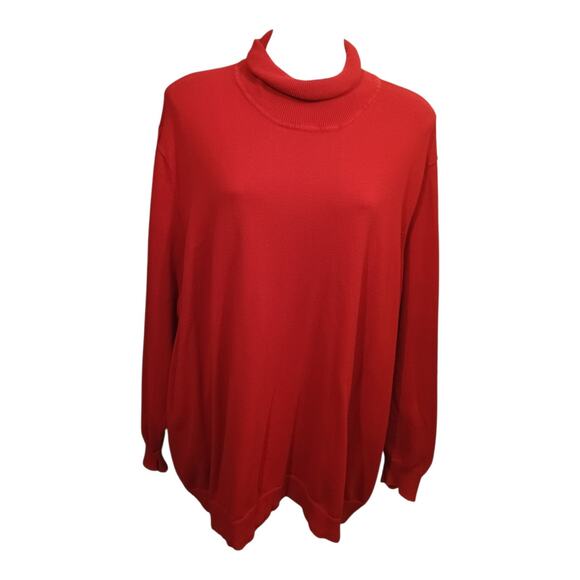 Woman Within Dark Red Turtleneck Sweater Top Plus Size 4X Long Sleeve Cotton - Picture 1 of 9